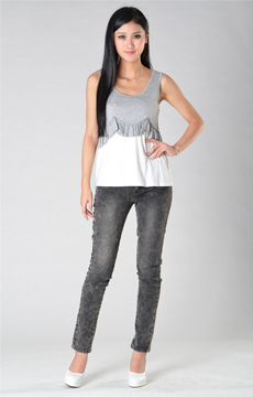 SY009針織車(chē)珠片背心服裝加工